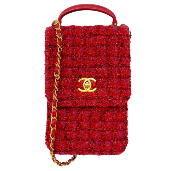 Chanel Red / Purple Multi 2023 Tweed Mini Flap Handle Bag - Picture 1 of 16